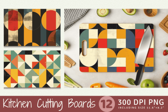 Download Retro Geometric Shapes Cutting Boards Su - Premium Resources