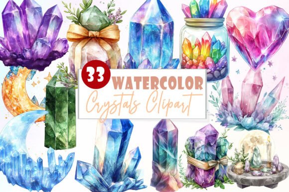 Download Watercolor Crystals Clipart - Crystals Collection