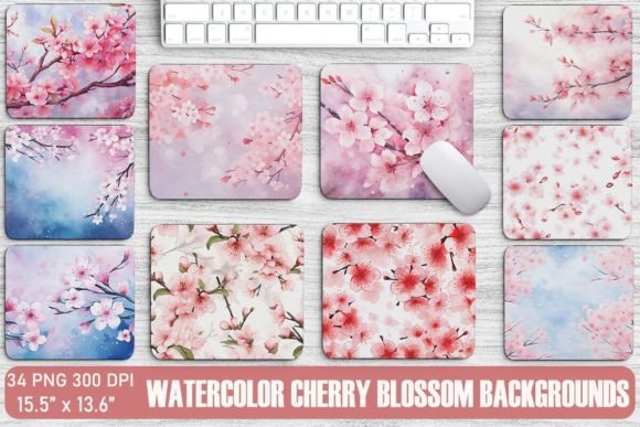 Download Watercolor Cherry Blossom Backgrounds Bundle - Blossom backgrounds Collection