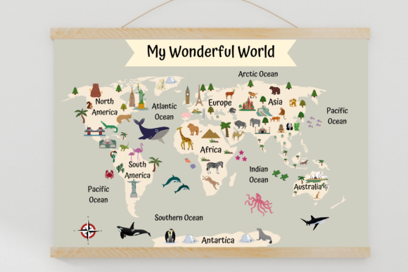 Download World Map Nursery Posters Neutral Colors - Premium Resources