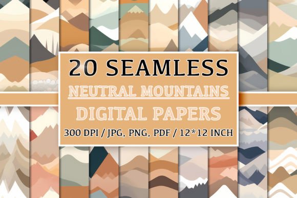 Download 20 Seamless Neutral Colors Mountains Set - Neutral colors Collection