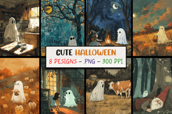 Download Cute Halloween Ghosts Illustrations PNG - Ghost Collection