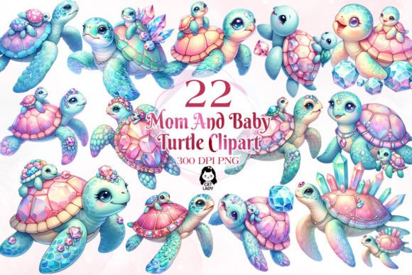 Download Crystals Sea Turtle Mom and Baby Clipart - Crystals Collection